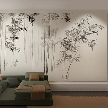 Изготовленная на заказ Новая китайская бамбуковая лесная роспись тушью художественный кабинет офис обои гостиная диван фон обои чайный домик