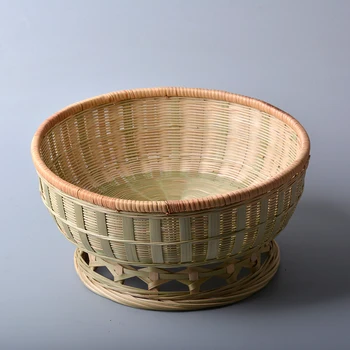 Изделия из бамбука: круглые корзинки для хлеба ручной работы, приготовленные на пару, для домашней кухни, корзины для хранения, фруктовые тарелки