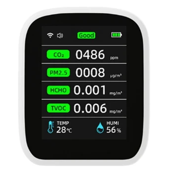 Измеритель качества воздуха Tuya Wifi, монитор качества воздуха в помещении 8 в 1 Портативный CO2-монитор, тестер температуры и влажности, простой в использовании