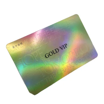 Индивидуальные. продукт.Водонепроницаемая карточка для тиснения золотой фольгой с голограммой, изготовленная на заказ Роскошная визитная карточка из голографического пластика ПВХ