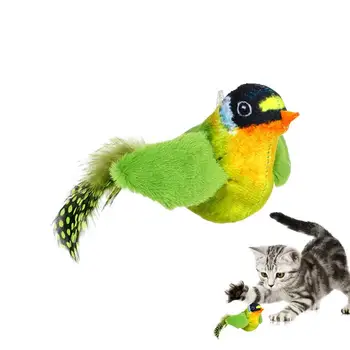 Интерактивная игрушка для птиц и кошек Плюшевая Щебечущая игрушка для кошек Автоматическая Щебечущая Птица Электронные Скрипучие Игрушки для кошек Для котенка Скучающие Кошки Дома