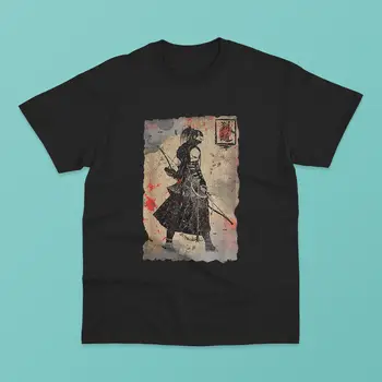 Классическая футболка с японским ретро-принтом самураев Bushido