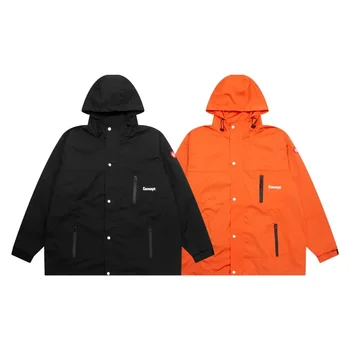 Классическая Черно-Оранжевая куртка CAVEMPT Для мужчин и женщин, Ветрозащитные винтажные куртки, пальто Kanye West