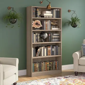 Книжный шкаф Bush Furniture Universal с 5 высокими полками пепельно-серого цвета