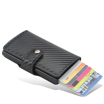 Кожаный чехол для банковских карт с RFID-блокировкой из углеродного волокна, защитный чехол для карт, кошелек для женщин, Новый мужской держатель для кредитных карт, мужской кошелек