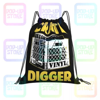 Коллекционер виниловых пластинок Crate Digger, сумки на шнурках для ди-джеев, спортивная сумка в винтажном стиле, новая стильная экологичная школьная спортивная сумка