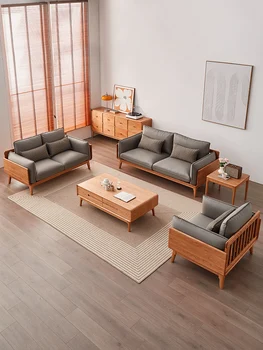 Комбинированный диван из массива вишневого дерева, японский диван Nordic log