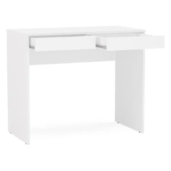 Компактный письменный стол Polifurniture Tijuca с 2 выдвижными ящиками, белый рабочий стол Finishdesk, игровой стол