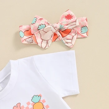 Комплект Одежды из 3 предметов для маленьких девочек, футболка, расклешенные брюки с повязкой на голову, одежда для младенцев