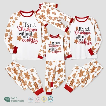 Комплекты пижам Naia™ с рукавами-реглан и буквенным принтом для рождественской семьи PatPat (Огнестойкие)
