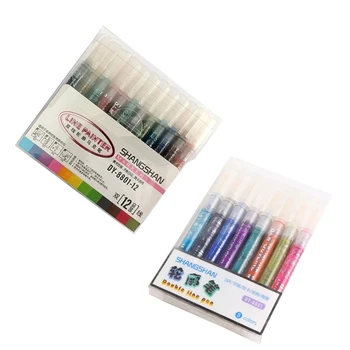 Контурный маркер, ручка для рисования, маркер для бумаги, рисования, выделения, двухлинейные металлические маркеры разных цветов