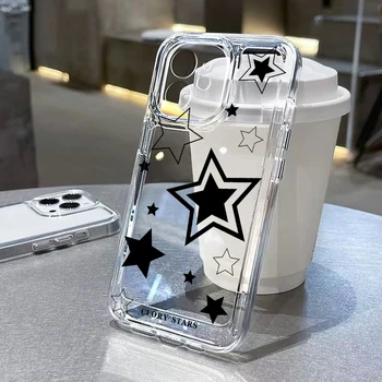 Корейский Симпатичный Прозрачный Чехол Для Телефона Y2k Star Для iPhone 14 15 Pro Case iPhone 11 12 13 Pro Max XS XR X 7 8 15 Plus SE С Мягкой Обложкой