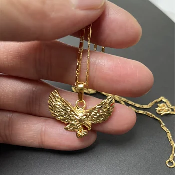 Корейское ожерелье с золотым орлом, 24-каратное ожерелье с золотым покрытием для женщин, подарок ювелирных изделий 45 см 50 см