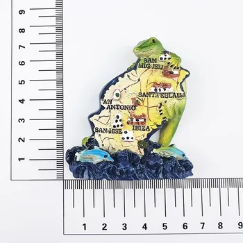 Креативная карта ящерица Ибицы, Испания Сувениры для путешествий Магниты на холодильник Креативное украшение для дома Магнитные наклейки на холодильник из смолы 