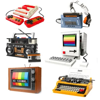 Креативная классическая пишущая машинка, компьютер, телевизор, строительные блоки, городской набор моделей 