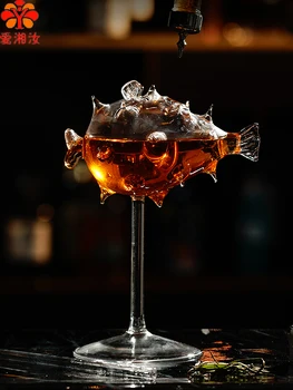 Креативный стеклянный стакан для коктейлей Globefish с соломинкой, Goblet Cup с соломинкой, 195 мл