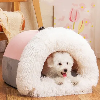 Кровать для собак, теплые плюшевые кровати для собак среднего размера, спальное гнездо, Переносная кровать для собак, Влагостойкий домик для щенков, Осенне-зимний Домик для кошек