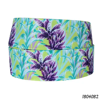 Лента FLRA (50 ярдов/партия) Бесплатная доставка фиолетовая лента в крупный рубчик с цветочным принтом для аксессуаров для волос