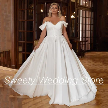 Летнее свадебное платье большого размера, шифоновое пляжное свадебное платье с открытыми плечами, трапециевидная складка, белые платья невесты цвета слоновой кости