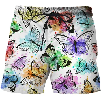 Летние короткие брюки с бабочкой в стиле Y2k, Женский мужской купальник с 3D принтом, плавки, пляжные шорты, шорты для катания на скейтборде, шорты для льда в спортзале