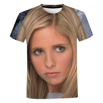 Летние футболки с 3D-принтом Buffy Vampire Slayer, женская уличная одежда, модная футболка с коротким рукавом и круглым вырезом, детские футболки, топы, одежда
