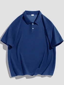 Летняя рубашка-поло для мужчин размера плюс 8xl, деловая повседневная однотонная футболка с коротким рукавом, дышащие хлопковые тонкие поло, крутая футболка для гольфа