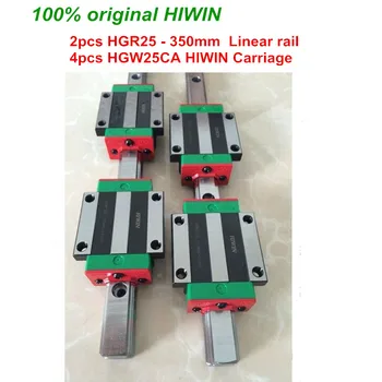 Линейный рельс HGR25 HIWIN: 2шт 100% оригинальный рельс HIWIN HGR25 - 350mm rail + 4шт блоки HGW25CA для фрезерного станка с ЧПУ