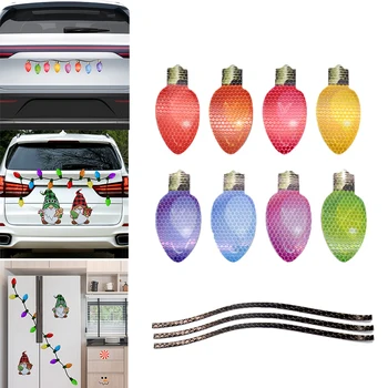 Магнитные украшения со светоотражающей лампочкой, Рождественская наклейка на автомобиль, Магнитная наклейка на холодильник, Магниты для автомобилей Санта-Клауса, аксессуары для автомобилей