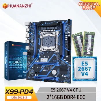 Материнская плата HUANANZHI X99 PD4 LGA 2011-3 XEON X99 с процессором Intel E5 2667 V4 и комбинированным комплектом 2*16G DDR4 RECC M.2 NVME SATA
