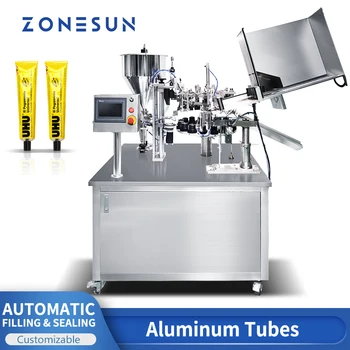 Машина для наполнения и запечатывания пасты ZONESUN ZS-FS03, Автоматическая Металлическая Алюминиевая трубка, Крем для рук, Крем для глаз, Упаковка косметики