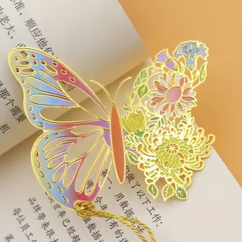 Металлические закладки в виде цветов-бабочек в китайском стиле, Изысканно Полая Подвеска с кисточкой, Зажим для книги, Инструмент для чтения для студентов, Школьные принадлежности