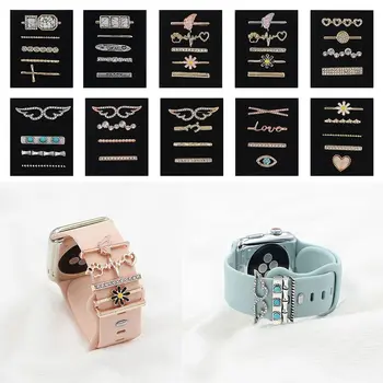 Металлические подвески, украшение для ремешка для часов, кольцо для Apple, Бриллиантовое украшение для браслета iwatch, силиконовый ремешок, ювелирные аксессуары