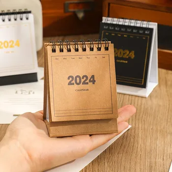 Мини-настольный календарь на 2023-2024 годы, креативный портативный планировщик для небольшого стола, Бумажный календарь для украшения офиса