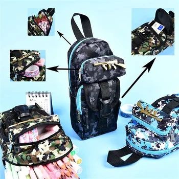 Мини-школьный ранец, Камуфляжная сумка для хранения, рюкзак, пенал, сумка для карандашей для мальчиков, Студенческая сумка для ручек, пенал для школьных принадлежностей