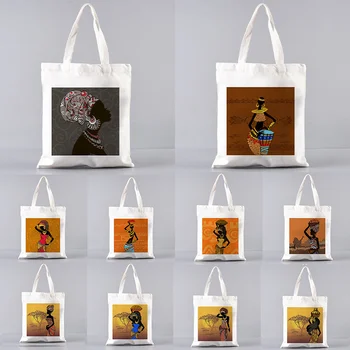 Многоразовые сумки для покупок, женская повседневная сумка на плечо, горячая Сексуальная Черная Африканская девушка, Дизайнерская сумка с рисунком, Эко