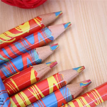 Многоцветный Цветной карандаш с сердцевиной, Шестиугольная Деревянная ручка, Карандаши для рисования, Цветной грифель, Канцелярские принадлежности для студентов