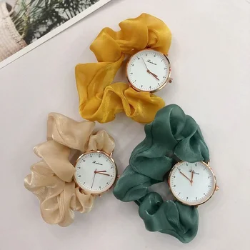 Модные женские часы с резинкой для волос в нишевом стиле, простые кварцевые часы