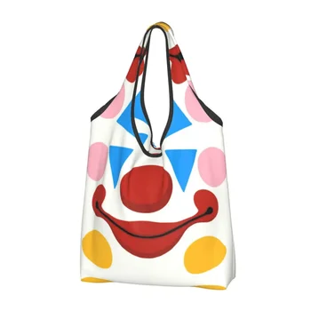 Модные забавные сумки для покупок в стиле циркового клоуна, портативные сумки для покупок в стиле Хэллоуинской гримасы, сумка для покупок на плечо
