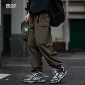 Модные Мужские брюки-карго японской уличной одежды Harajuku, Винтажные Повседневные Спортивные брюки Корейских бегунов, свободные брюки в стиле хип-хоп для мужчин