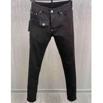 Модный тренд для мужчин, черные брюки из джинсовой ткани в стиле Хай-Стрит в стиле панк, облегающие повседневные джинсы dsq9888