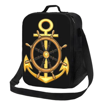Морской якорь моряка Изолированная сумка для ланча для женщин Термоохладитель Ланч Бокс Пляж Кемпинг Путешествия