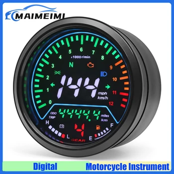 Моторный спидометр, Мотоциклетный прибор 0 ~ 12000 об/мин, Тахометр с сигнализацией уровня трансмиссионного масла, сигнализация напряжения дальнего света 12V