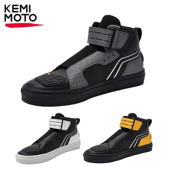 Мотоциклетные мужские ботинки, гоночная обувь, Дышащие черные ботинки для верховой езды, Прочные, удобные, светоотражающие, для бездорожья, для мотоциклиста