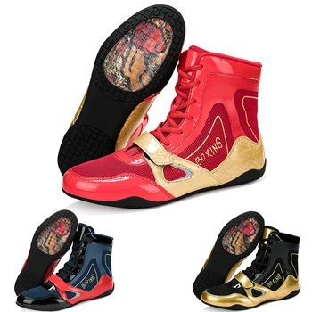 Мужская Женская профессиональная обувь для бокса, борьбы, тяжелой атлетики, детские тренировочные боксерские ботинки, противоскользящие борцовские ботинки