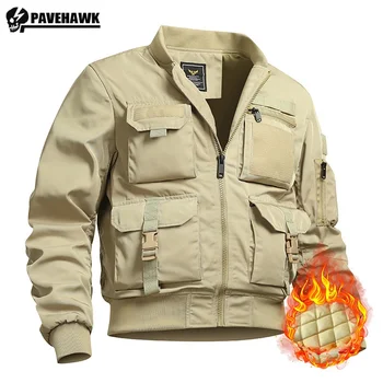 Мужская куртка-бомбер в стиле ретро, военная тактика, бейсбольная форма с несколькими карманами, дышащее пальто ВВС с тремя защитными элементами