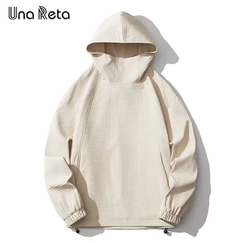 Мужская куртка с капюшоном Una Reta, Новая осенняя уличная одежда, мужские пуловеры, топы, однотонная сетка, свободная куртка в стиле харадзюку в стиле хип-хоп, пальто