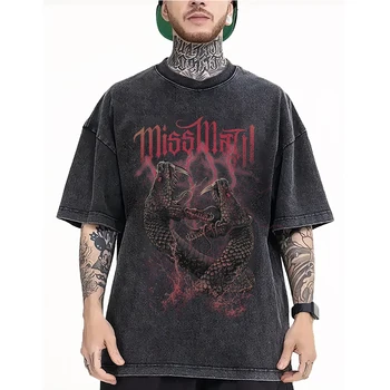 Мужская модная дизайнерская футболка с круглым вырезом и изображением животного, уличная футболка, панк-хип-хоп футболка, ретро стиль, потертый выстиранный