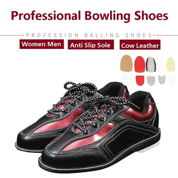 Мужская обувь для боулинга Skidprood для правой и левой руки, женские и мужские домашние кроссовки на сменной подошве, профессиональная кожаная обувь для боулинга
