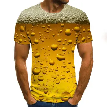 Мужская повседневная пивная футболка с 3D-печатью, персонализированная футболка с коротким рукавом, мужские повседневные топы для летнего пляжного отдыха, сшитые на заказ оверсайз