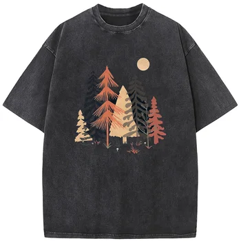 Мужская футболка A Spot in the Wood, мужская футболка, 230 г, Хлопковая выстиранная футболка с круглым вырезом, Винтажная Повседневная Отбеливающая футболка